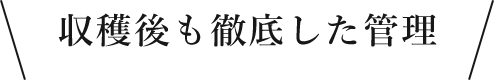 収穫後も徹底した管理